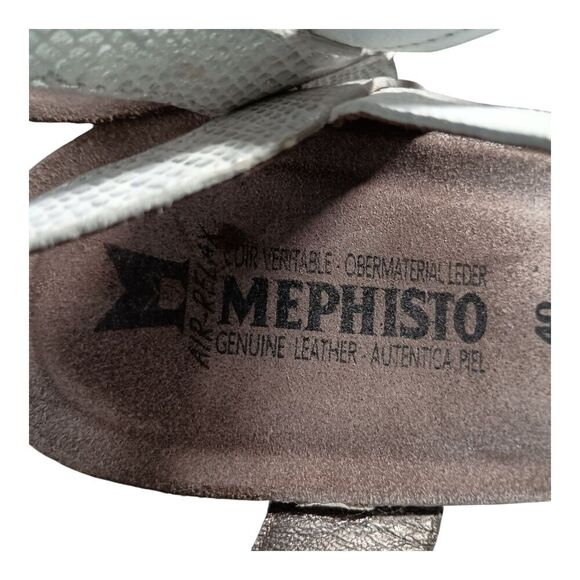 Mephisto Sandal Wedge Heel Strappy  White Silver Leather Women's 40/US 10 - Picture 8 of 9